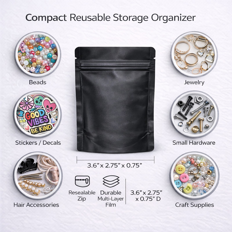 100 Pack 1g Mylar Bags Assorted Designs Smell Proof Resealable Zip Pouches gallery