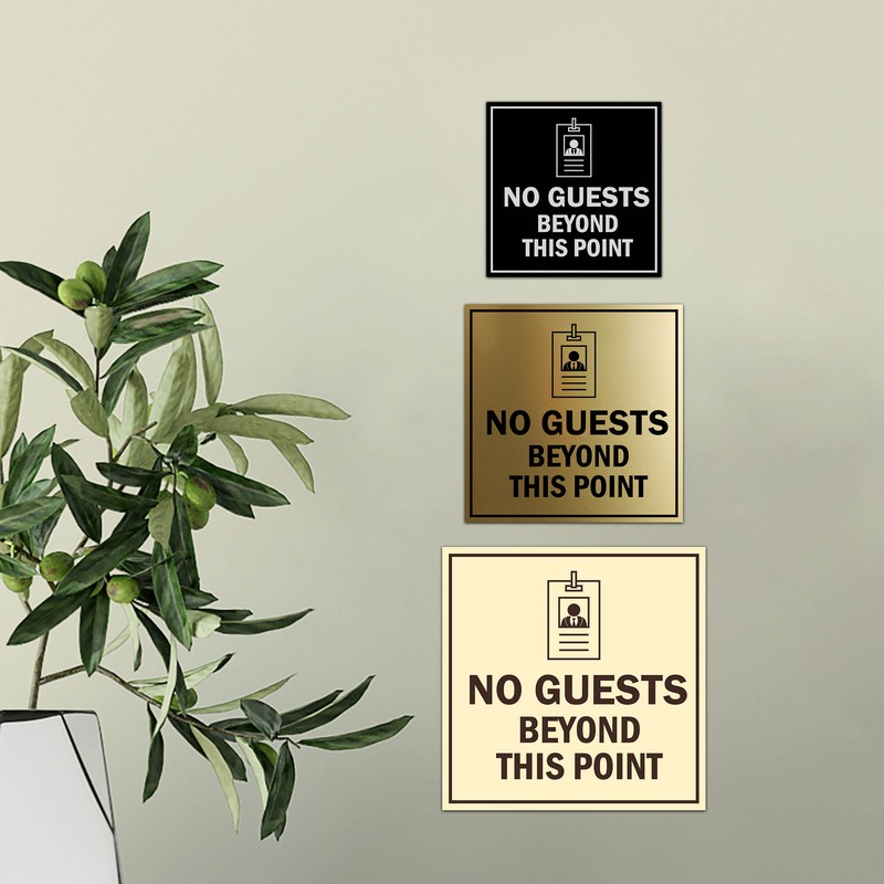 Signs ByLITA Square No Guests Beyond this Point Graphic Wall or Door Sign gallery