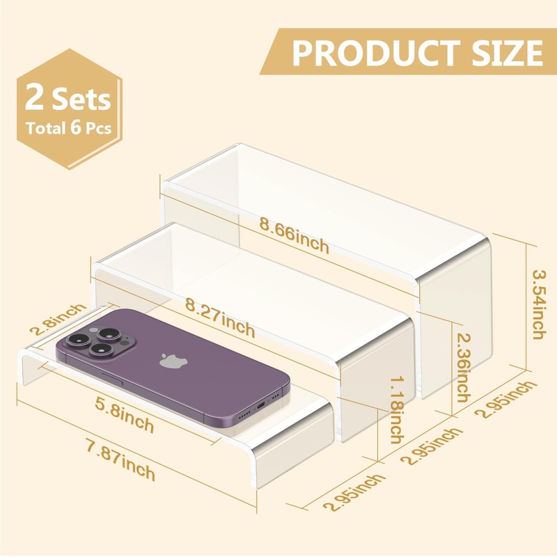 HeavyDuty Acrylic Display Risers 7 Inch 8 Inch Clear 6 Pcs for Collection gallery