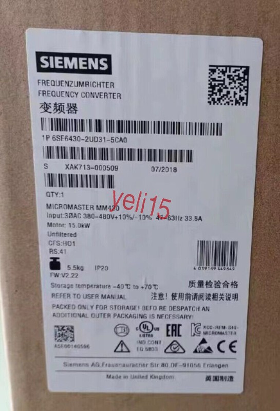 Siemens 6SE6430-2UD31-5CA0 New In Box 6SE6 430-2UD31-5CA0 Expedited Shipping