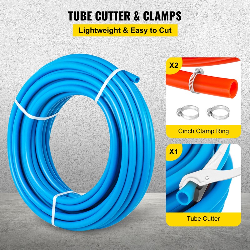 1/2" 2 X 100ft Red & Blue PEX Tubing For Potable Water w/ Cutter & Clamp gallery