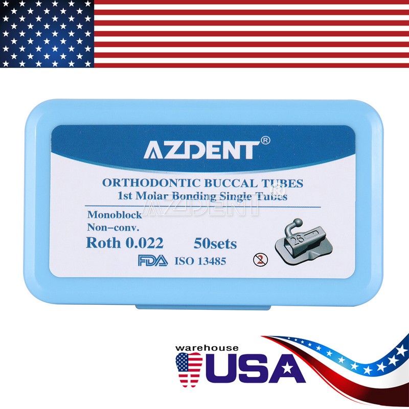 50Set Dental Orthodontic Bondable Buccal Tube 1st Molar Roth.022 Non-Conv AZDENT