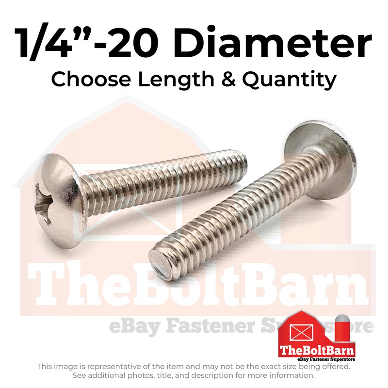 1/4″-20 18-8 Stainless Steel Phillips Truss Head Machine Screws(Pick Length&Qty)