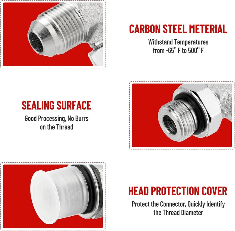 10 Pack 90 Degree Elbow Hydraulic Hose Fittings: 1/2" JIC 37° Male x #8 SAE/ORB gallery