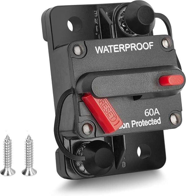60 Amp Waterproof Circuit Breaker with Manual Reset for Marine & ATV Vehicles gallery
