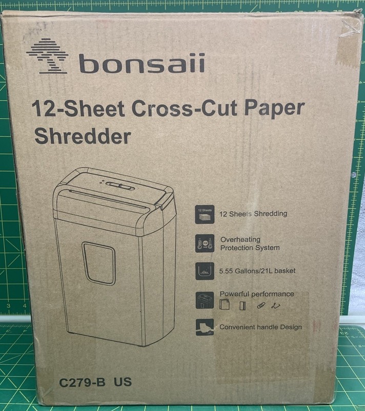 Bonsaii 12 Sheet Cross Cut Paper Shredder 5.55 Gal 21L Credit Card Heavy Duty