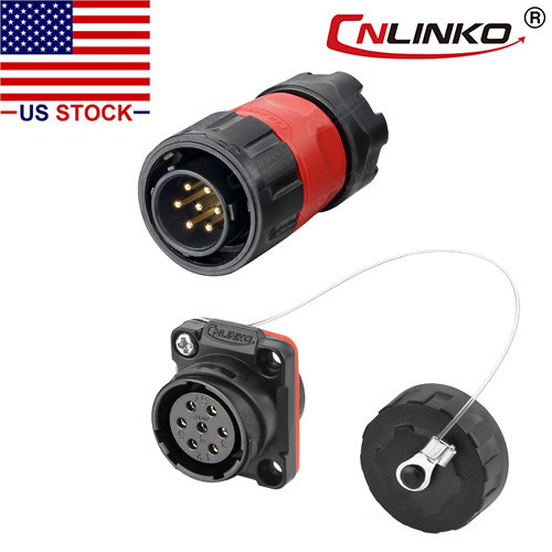 7 Pin Power Signal Connector Male Plug & Female Socket Outdoor Waterproof IP67