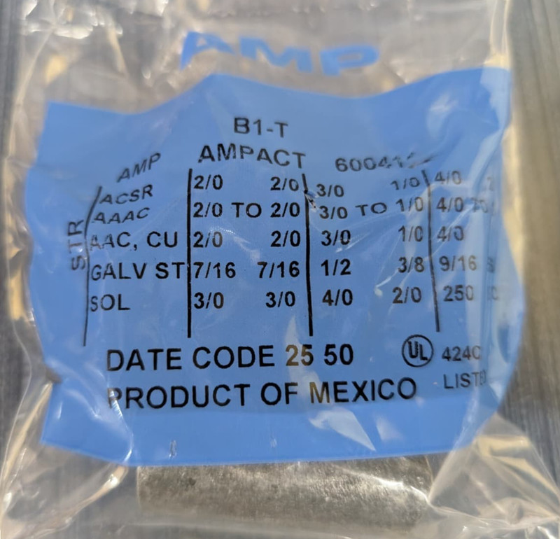 5 Pack AMPACT 600411 WEDGE CONNECTOR 2/0-2/0, 3/0-1/0, 4/0-2, MEDIUM BLUE CODED gallery