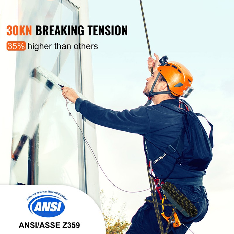 VEVOR Vertical Lifeline Assembly 25ft Fall Protection Rope Polyester 30 KN ANSI gallery