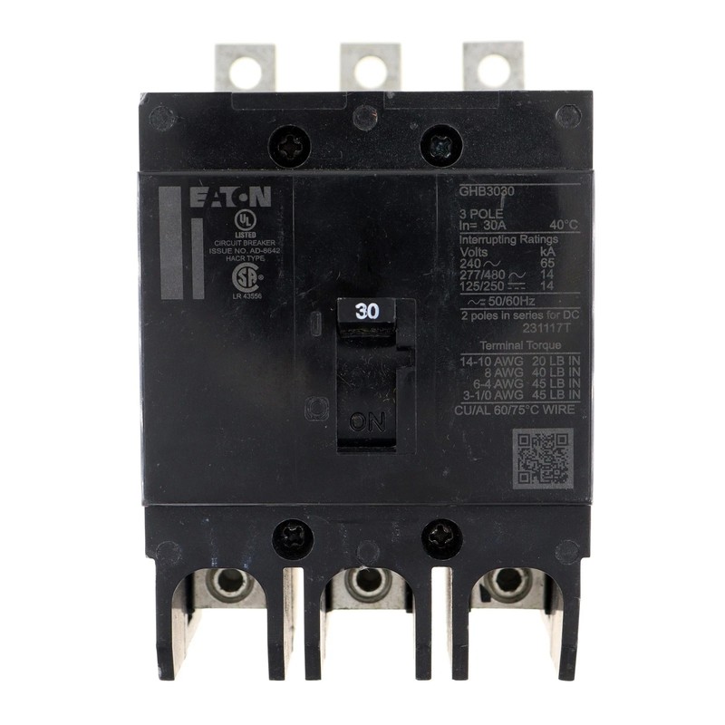 NEW EATON GHB3030 CIRCUIT BREAKER, GHB, 125/250V 240V 277/480V, 3-POLE, 15-AMP