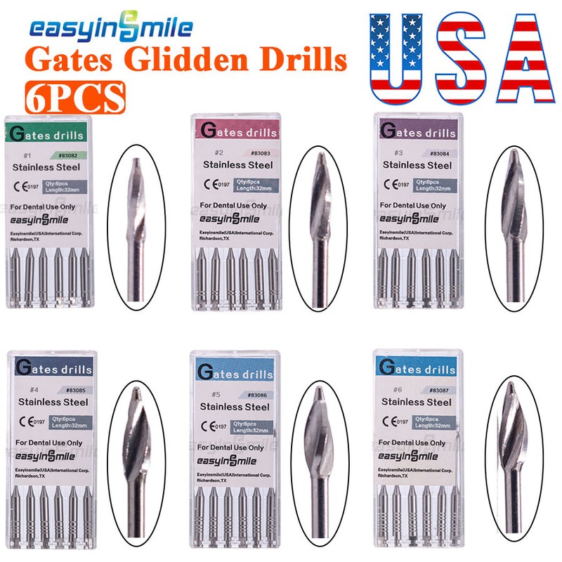 6Pc Dental Gates Glidden Drills Endo Root Canal Engine Use #1-6 32mm EASYINSMILE