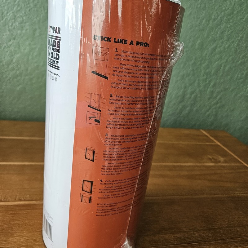 NEW- Sealed- Typar 12" x 75' Butyl Flashing gallery