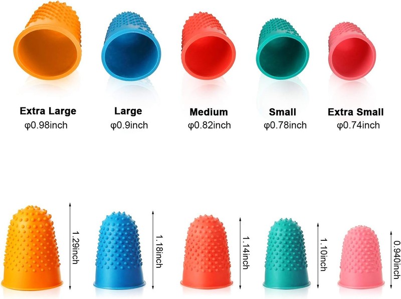 SATINIOR 20 Pcs Rubber Fingers Tip Protectors XS S M L XL, 5 colors gallery