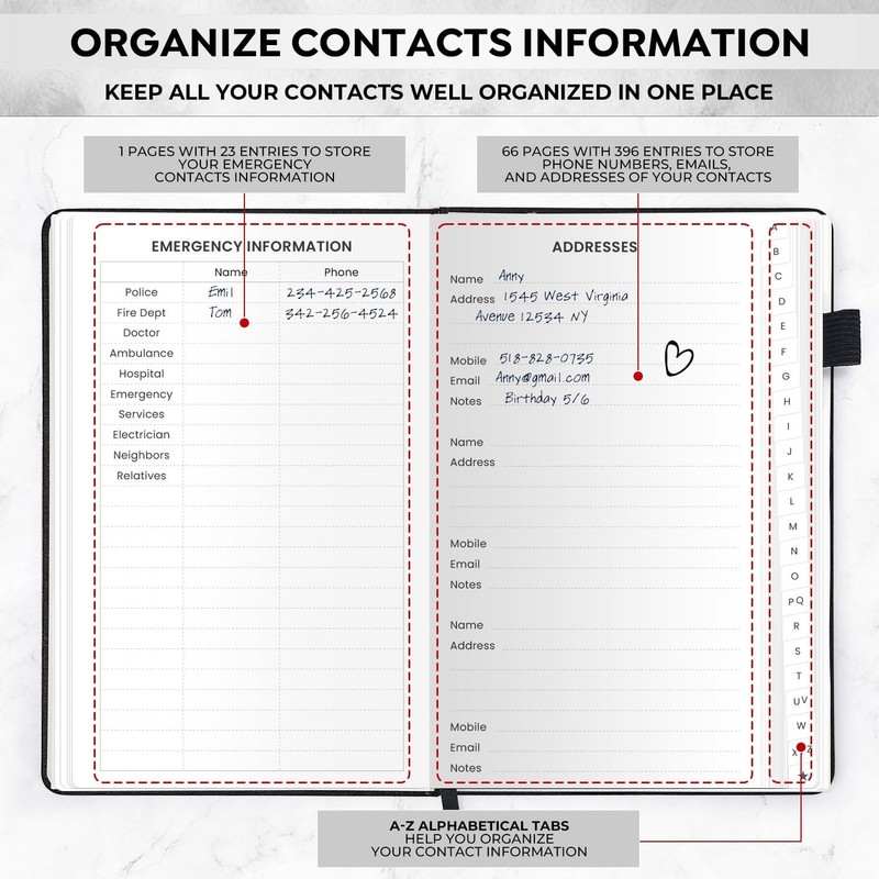 Address Book with Alphabetical Tabs, Hardcover Large Print Telephone and Addr... gallery