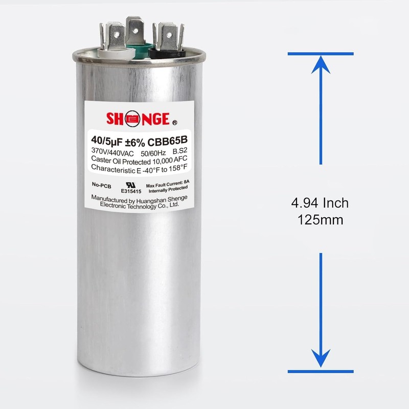 Shenge CBB65A S2 Capacitor 370V/440V 50/60 Hz 40/5 µF