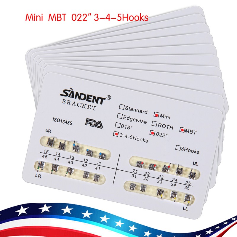200pcs Dental Orthodontics Bracket Braces Mini MBT 022 Hooks 3-4-5 10 packs ty gallery
