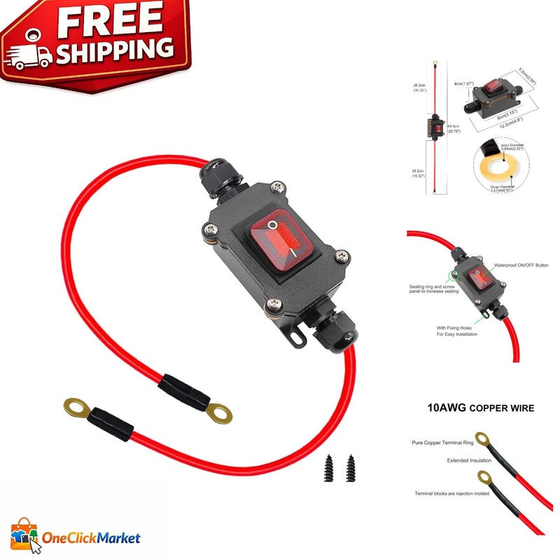 Waterproof 12V Power Switch – 25A Battery Disconnect for Vehicles & Marine