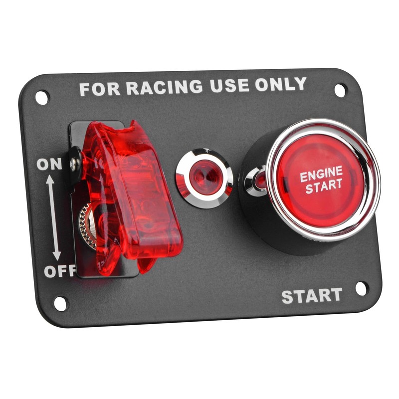 Racing Car Ignition Switch Panel 12V 2 In 1 Engine Start Push LED Red 1 PCS