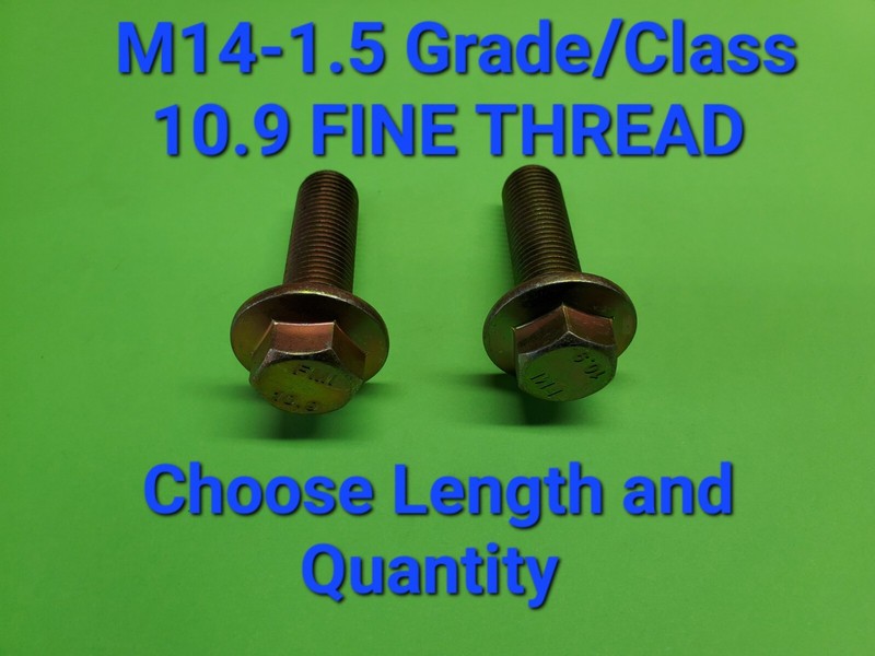 M14-1.5 x (CHOOSE LENGTH & QUANTITY) Grade 10.9 Metric Flange Bolts Yellow Zinc