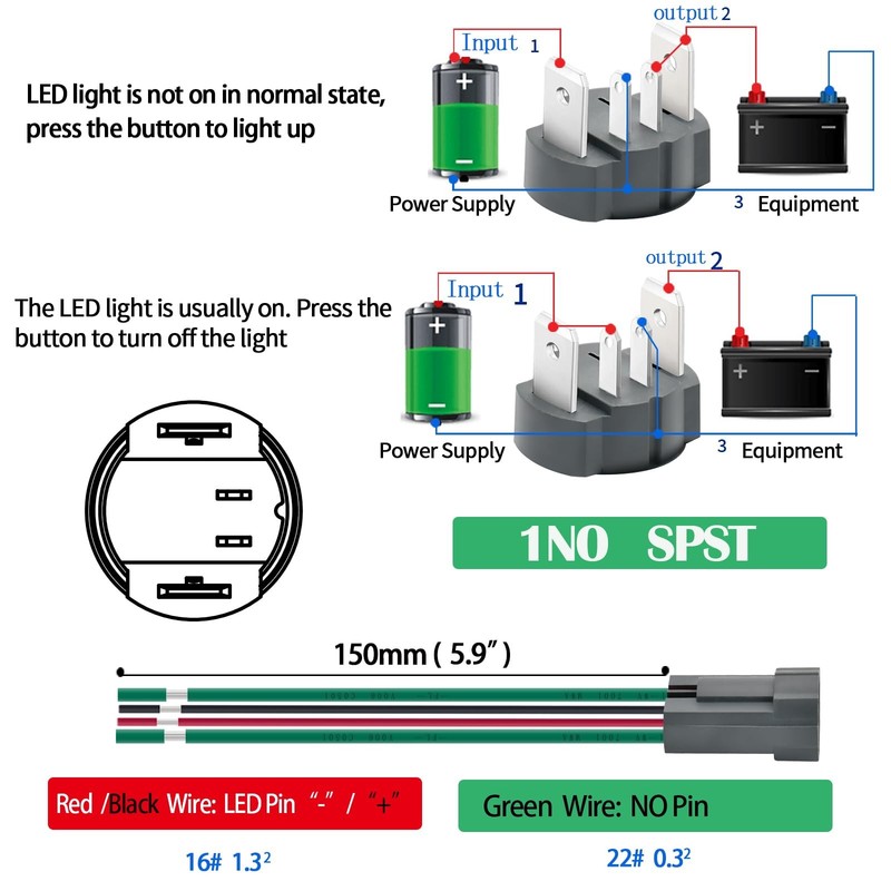15Amp Waterproof IP67 Momentary Push Button Switch 19mm 12V-24V SPST Start Bu... gallery