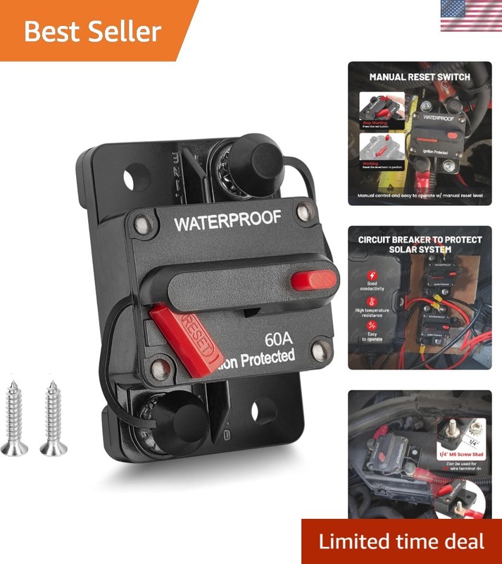60Amp Circuit Breaker for Boat Trolling Motor Marine ATV Trailer Vehicles Ste…