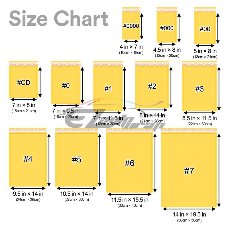 ANY SIZE Yellow Kraft Bubble Mailers Mailing Shipping Envelopes Bags Shockproof gallery