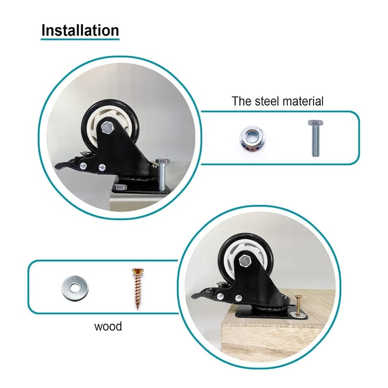 Heavy Duty 3 Inch Locking Swivel Casters with Smooth Rolling Polyurethane gallery