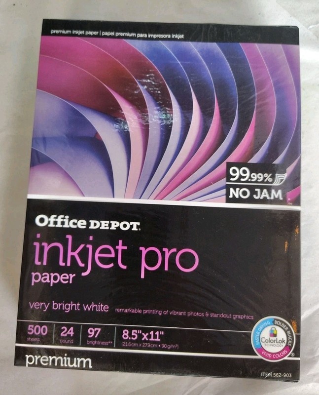 Office Depot Inkjet Pro Paper, Letter, 24 Lb, 500-Sheets Very Bright White