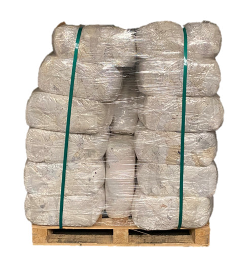 Pallet of 25 lb. Compressed Bag of White T-shirt Rags (40 bags – 1,000 LBs)