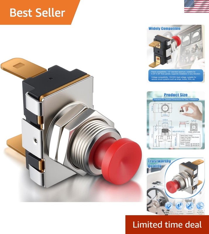 Horn Button, Boat Horn Switch, SPST Momentary Contact Switch, 12V/24V Dual Vo…