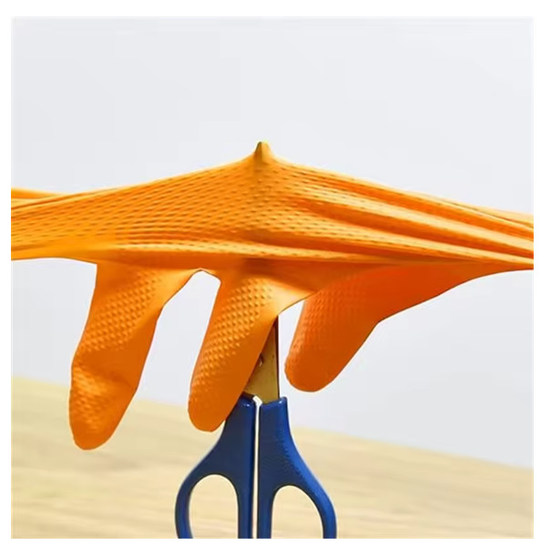 First Glove Grip Orange Nitrile Disposable Gloves 8 Mil Raised Diamond Texture gallery