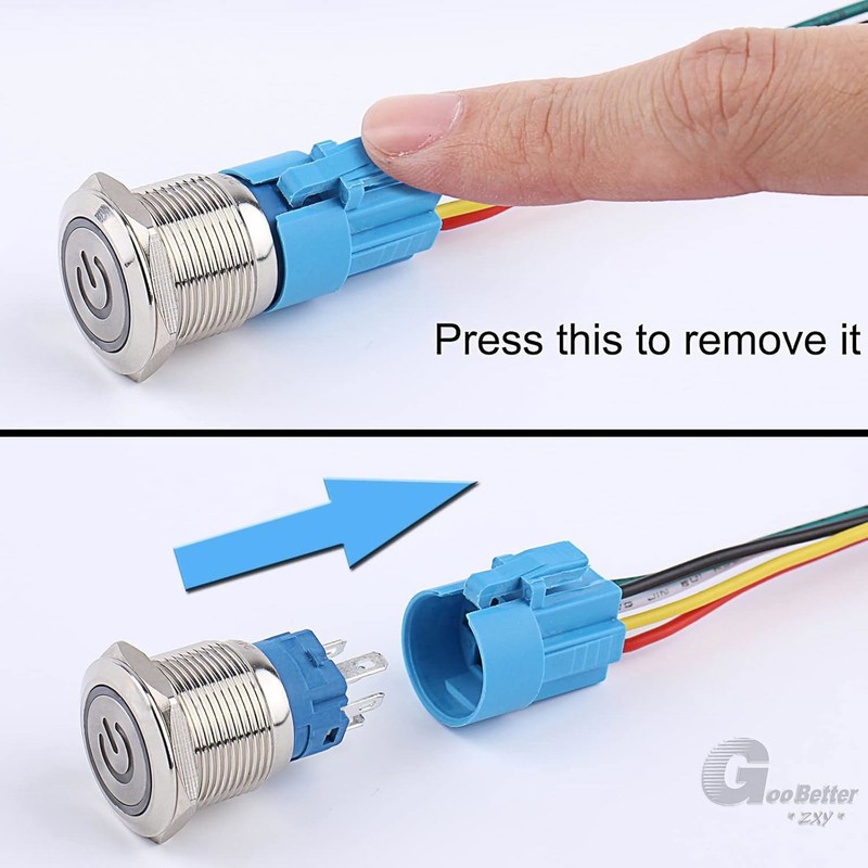 19mm LED ON OFF Waterproof Stainless Steel Momentary Push Button Power Switch gallery