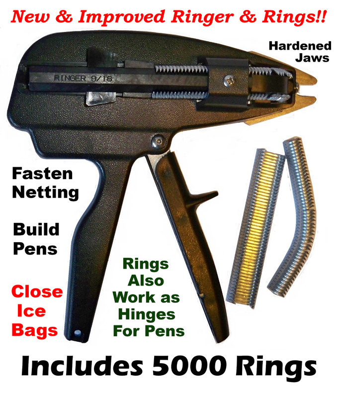 Hog Rings Ringer & 5000pcs 9/16″ Galv *Sharp Point* Rings for Stanley Ringer Gun