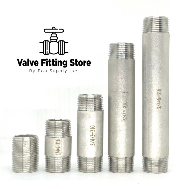 3/4″ inch Long PIPE NIPPLE NPT Stainless Steel 316 ALL Length Barrel Nipple