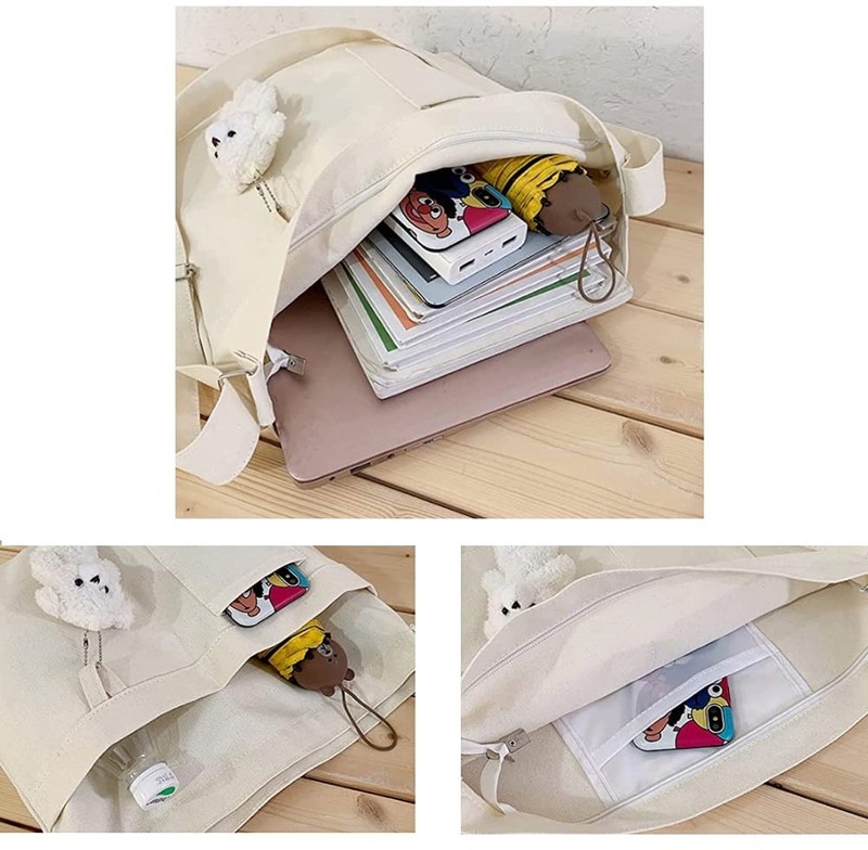 Cotton Tote Handbag Women Canvas Crossbody Beach Bag Hobo Shoulder Tote Bag w... gallery