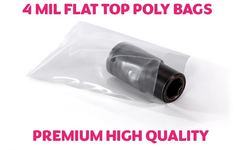 100 Pack Multiple Sizes Clear Poly Bags 4Mil Flat Open Top Plastic Packaging