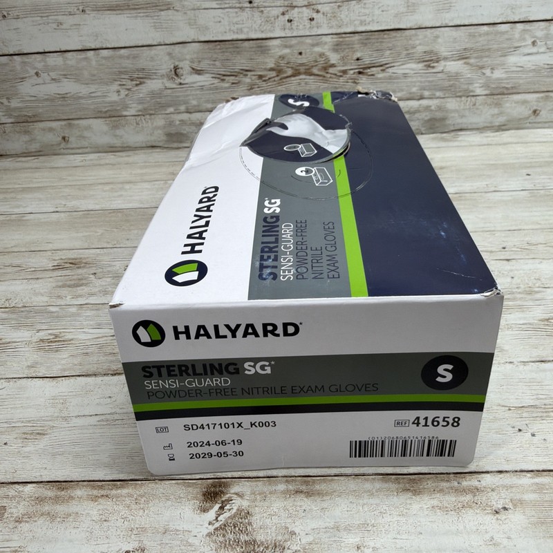 Halyard Sterling SG Nitrile Exam Gloves *2 DENTED Boxes* Size: SMALL Exp: 05/29 gallery