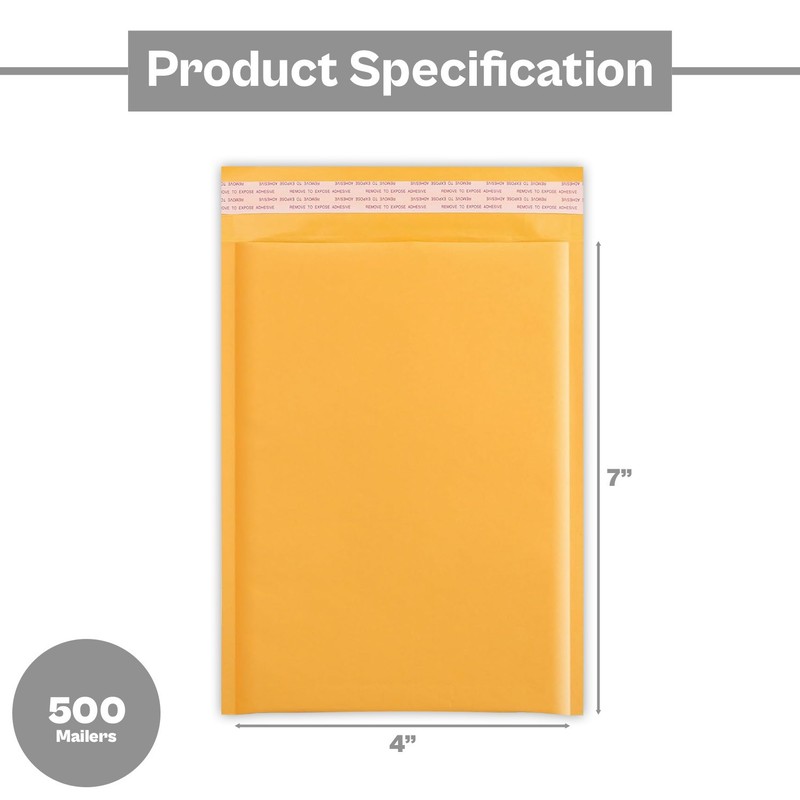 500 #000 4x8 Kraft Paper Bubble Padded Envelopes Mailers Shipping 4" x 8" gallery