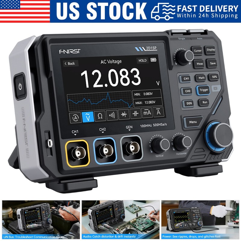 3 in 1 FNIRSI 2D15P 100Mhz Digital Oscilloscope Multimeter DDS Signal Generator
