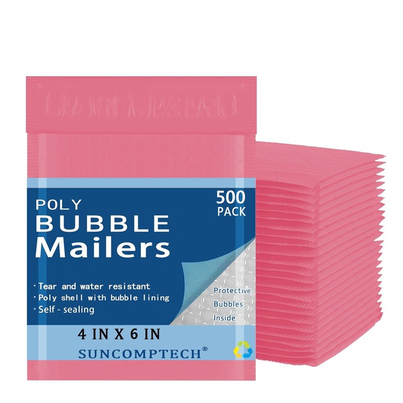 #0000 4×7 (4×6) Poly Bubble Mailers Shipping Padded Envelopes Rose Pink 500 PCS