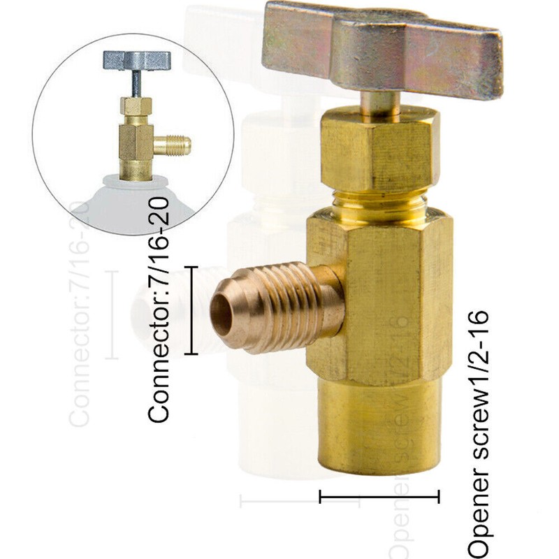 New A/C Brass Refrigerant Tank Adapter CAN TAP Dispensing Thread Valve 1/2" ACME gallery