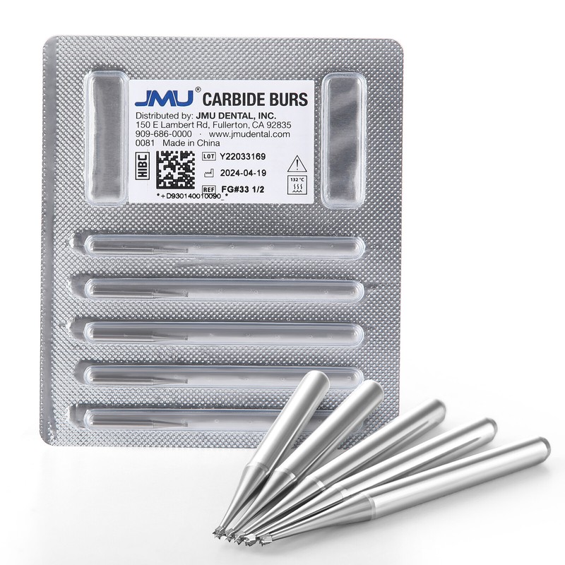 JMU Dental Inverted Cone Carbide Burs 19MM 25MM Friction Grip FG #33 1/2 34 36