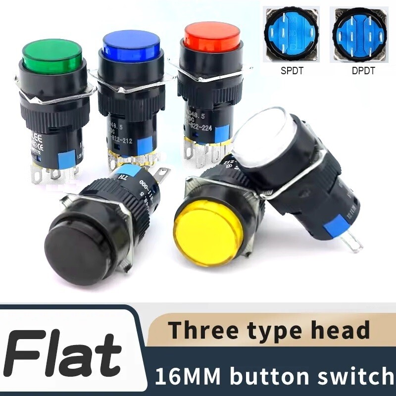 16mm SPDT/DPDT6V Momentary Red/Black Round Plastic Push Button Switch CE,UL,RoHS