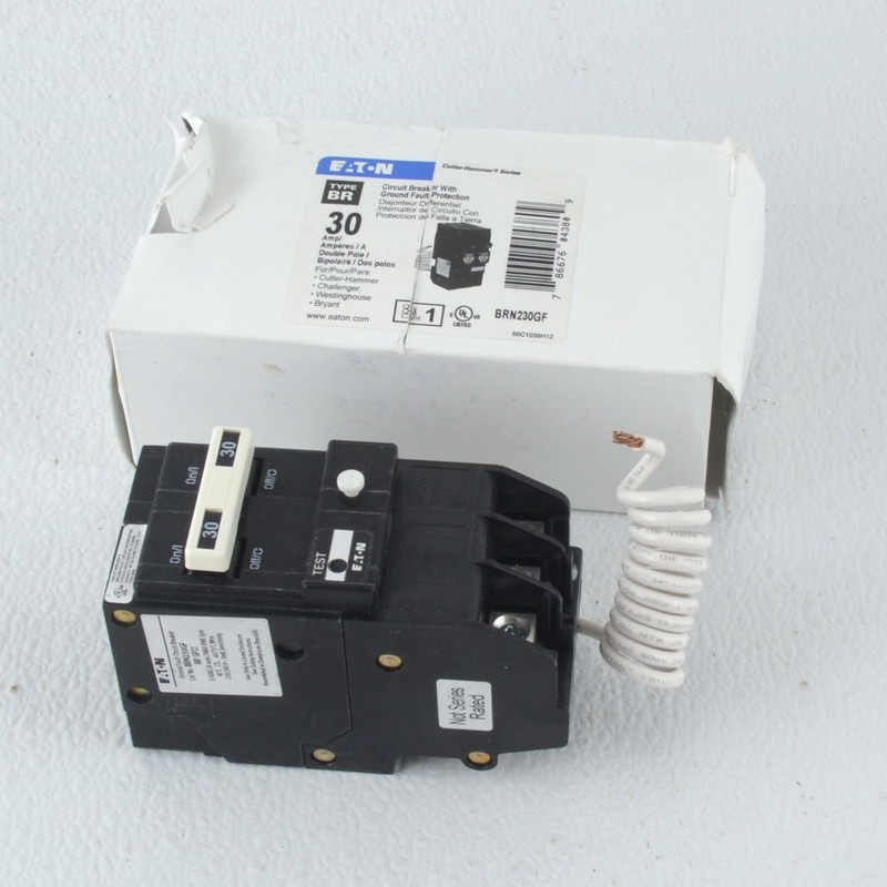Eaton BRN230GF 30A 2-Pole GFCI Circuit Breaker Type BR 240V 10kAIC NOS NIB
