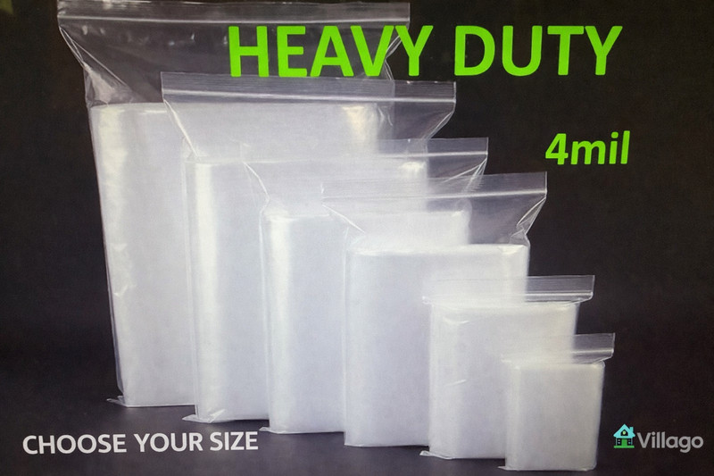 HEAVY DUTY 4 Mil Clear Zip Seal Bags Reclosable Top Lock Polyethylene 4Mil