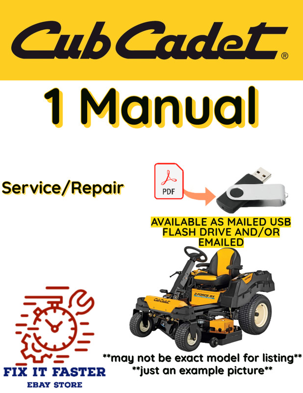 CUB CADET LAWNMOWER ZERO TURN ZFORCE S46 SERVICE REPAIR SHOP MANUAL PDF ON USB