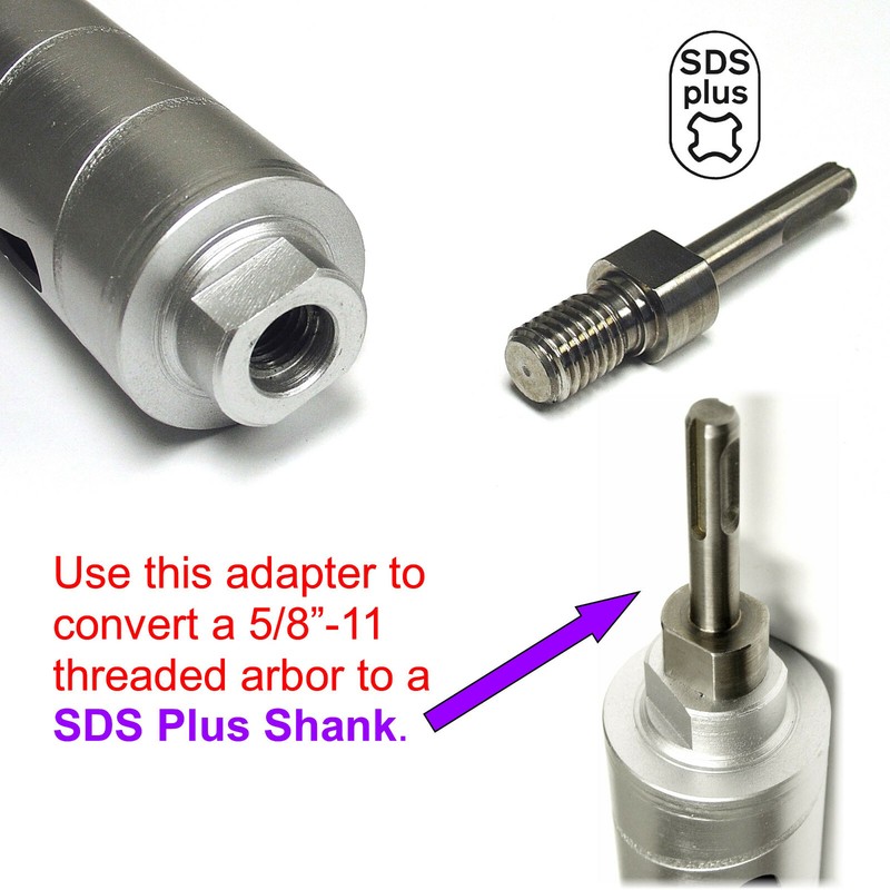 Core Drill Adapter - 5/8"-11 Threaded Male to SDS-Plus for Hammer Drill gallery