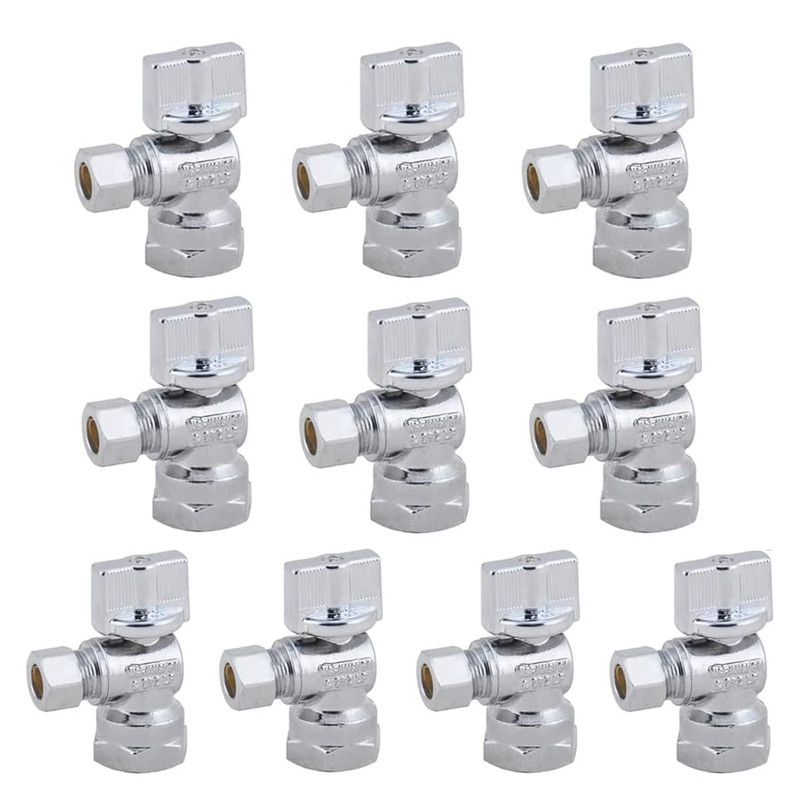 Ld Longda 10-Packs Angle Stop Valve 1/2-In Fip X 3/8-In Comp Quarter Turn Water