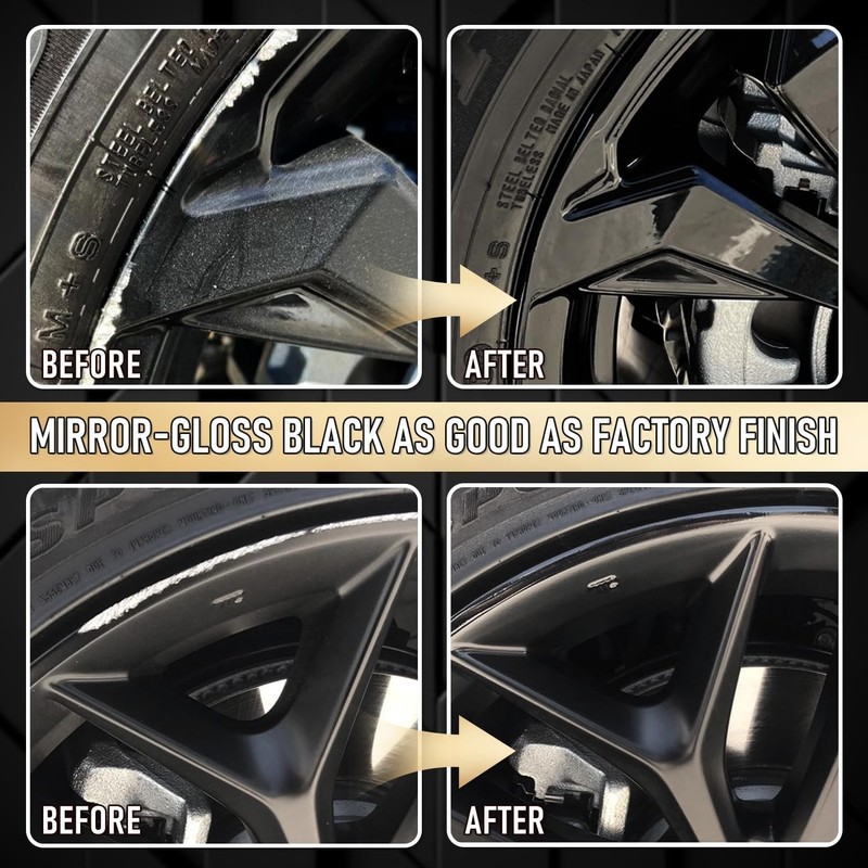 Wheel Scratch Repair Kit, Gloss Black Rim Touch Up Paint, Repair Curb Rash, Scra gallery