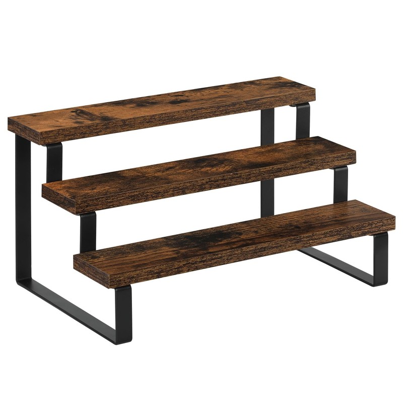 3 Tier Wooden Display Riser Stand Perfume Spice Rack Organizer Rustic Shelf 11.4